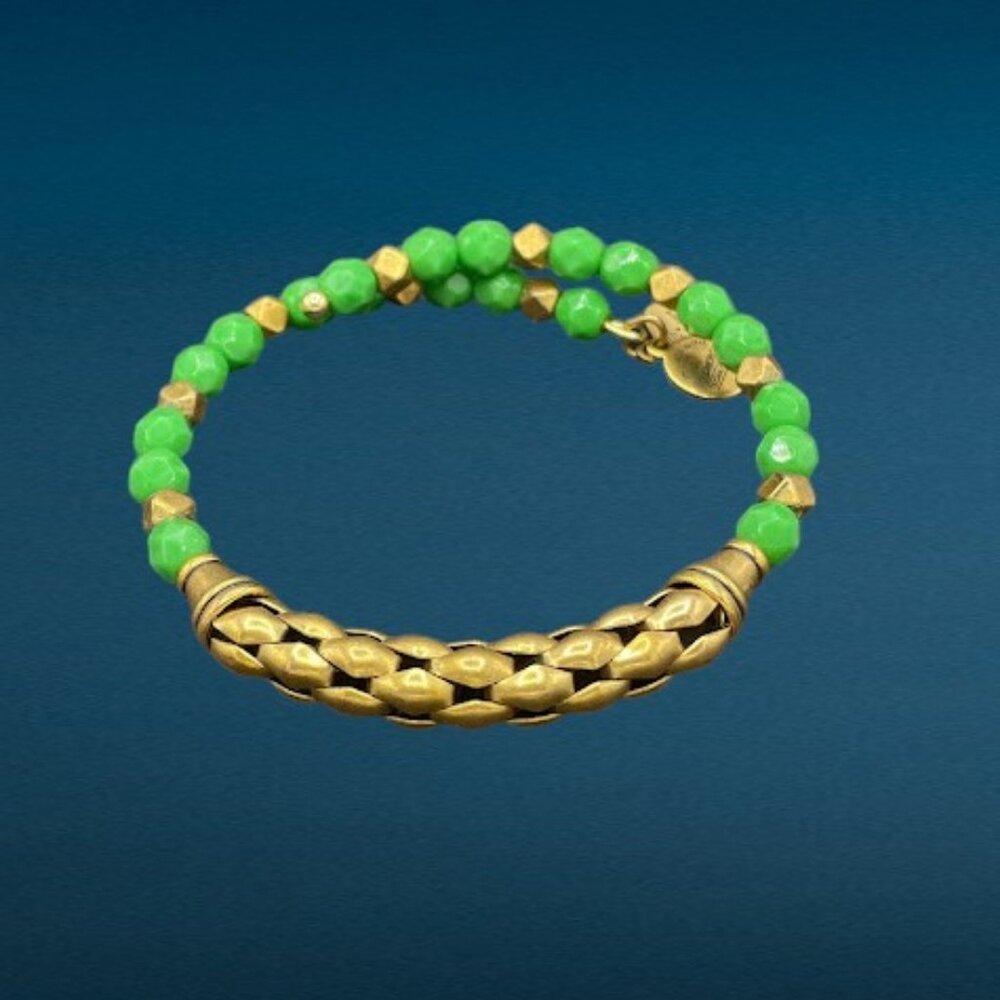 Vintage sixty six Calypso bracelet Alex & Ani Green Gold  Wrap Bohemian